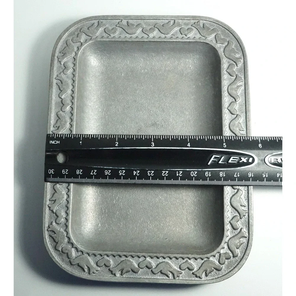 RWP Armetale Wilton Pewter Serving Trays Plates Embossed Birds & Hearts Lot of 3